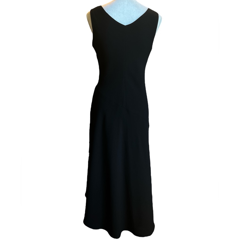 Talbots EUC black v neck, body con, layered front, high low dress. Size 6 - Picture 5 of 6